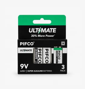Pifco 9V Ultimate Super Alkaline Batteries 3 Pack