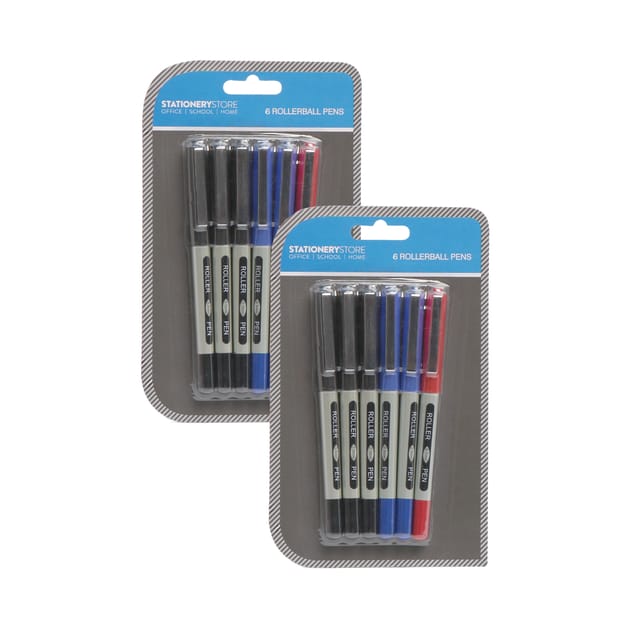 Stationery Store Rollerball Pens Pack x2 Home Bargains