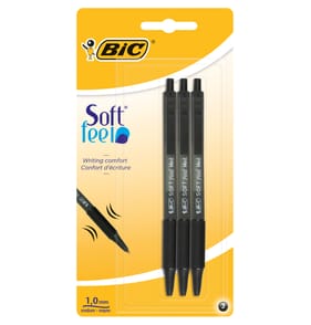 Bic Soft Feel Retractable Ballpoint Pens Black 3 Pack