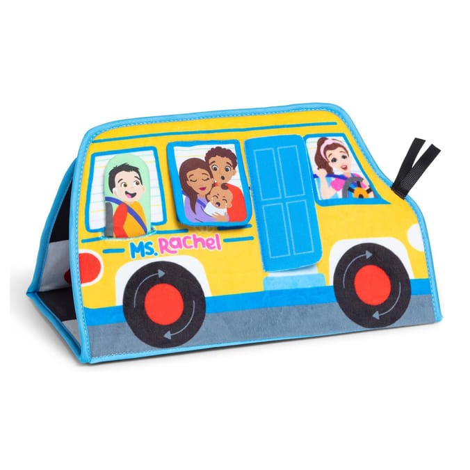Ms. Rachel Official Tummy Time Activity Bus Folding Play Mat with Baby Mirror & Sensory Toys