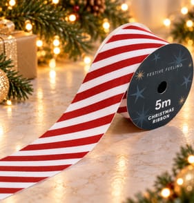 Festive Feeling 5M Ribbon - Red Candy Cane