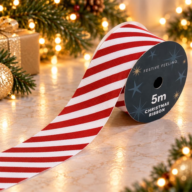 Festive Feeling 5M Ribbon - Red Candy Cane