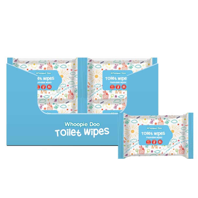 Whoopie Doo Flushable Toilet Wipes 60's x24