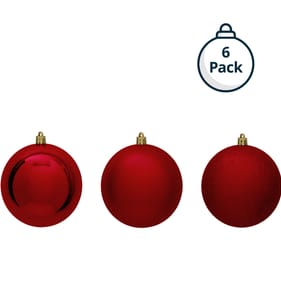 Festive Feeling 10cm Christmas Bauble 6 Pack - Red