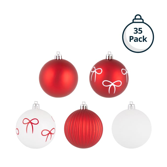 Festive Feeling 7cm Candy Cane Christmas Bauble 35 Pack - Bow