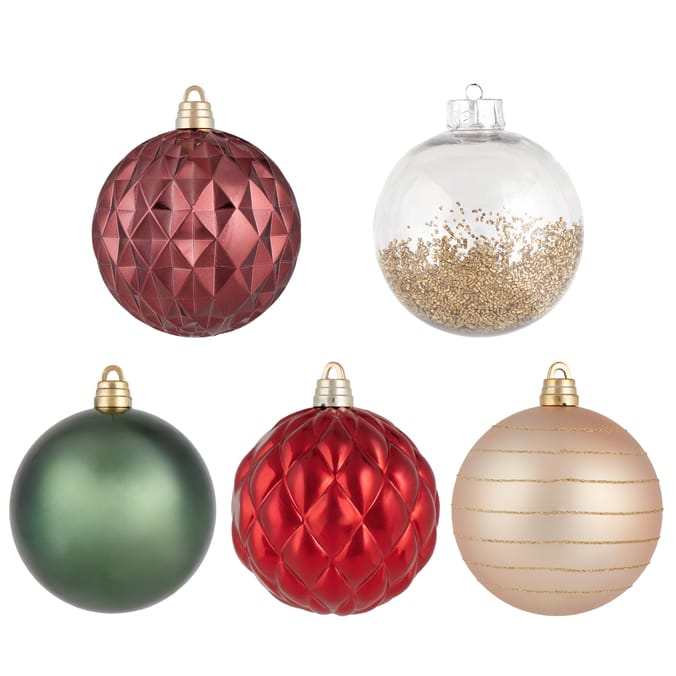 Festive Feeling 15cm Christmas Baubles 5 Pack - Traditional