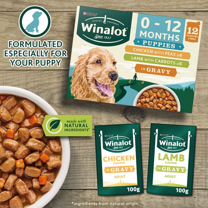 Winalot Puppies Chicken Lamb in Gravy 100g x12 Home Bargains
