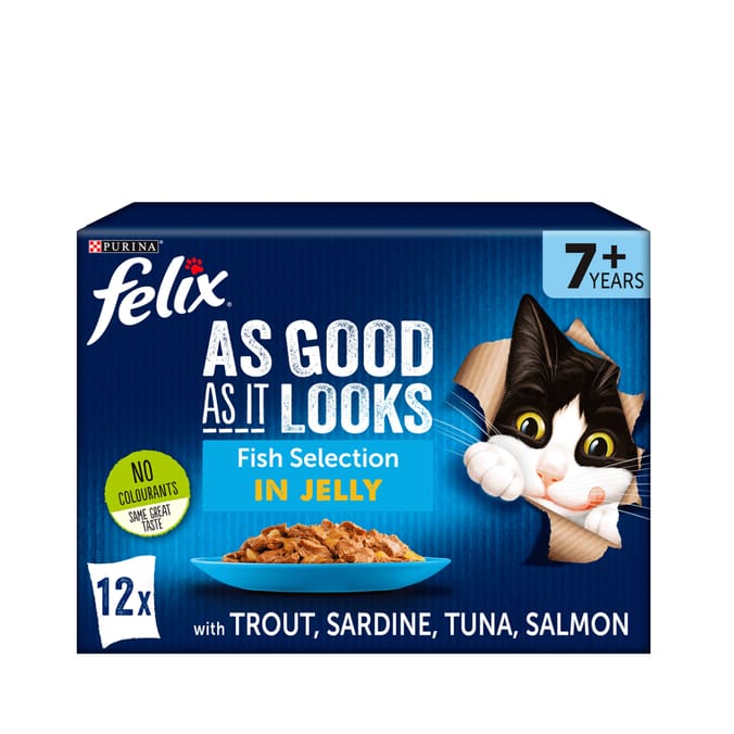 Felix As Good As It Looks Senior 7+ Wet Cat Food Fish Selection in Jelly 12 x 100g
