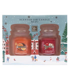 Wickford & Co Scented Jar Candle Set of 2 - Warm Apple & Cinnamon & Chocolate Orange
