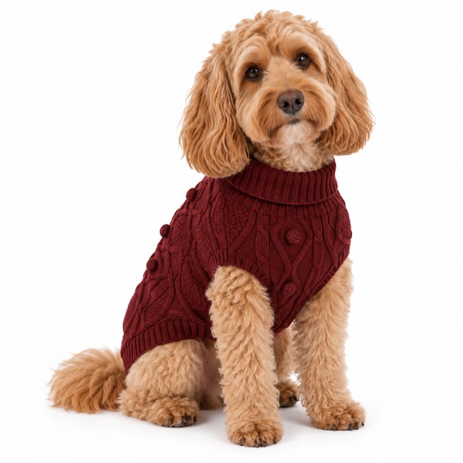 My Pets Cable Knit Jumper Burgundy