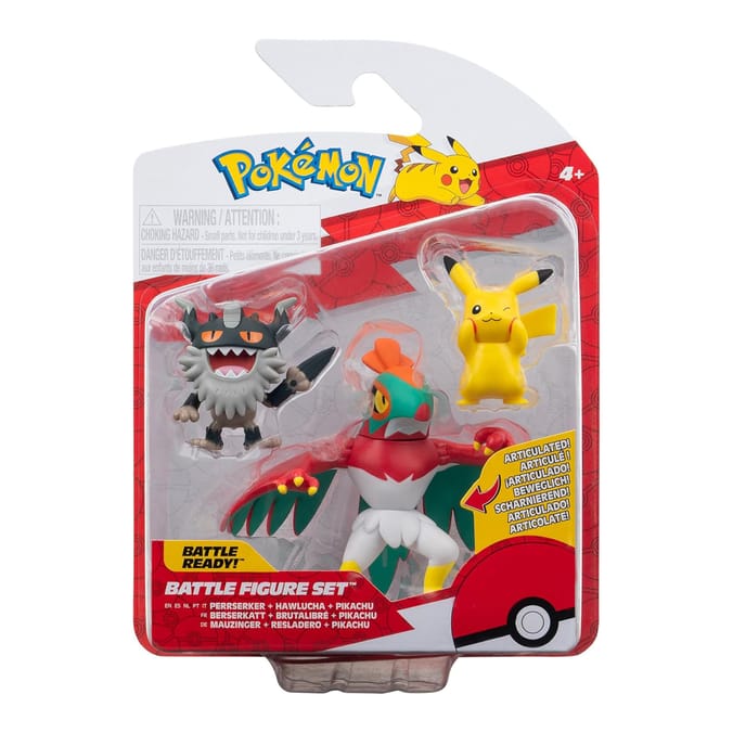 Pokémon Battle Figure 3 Pack - Pikachu, Perrserker & Hawlucha