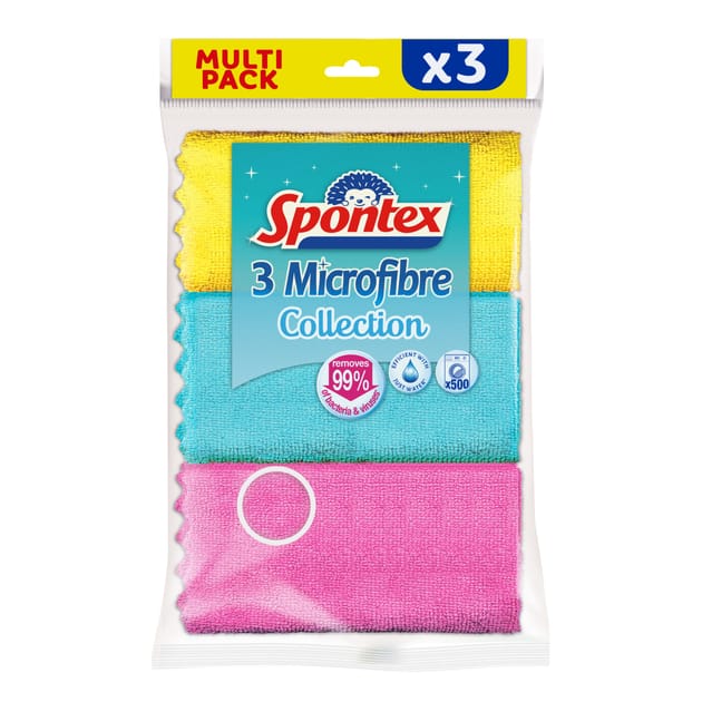 Spontex Microfibre Collection Cloth 3 Pack | Home Bargains