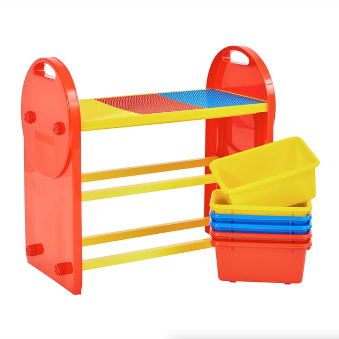 Liberty House Toys 6-Bin Storage Organiser Unit With Construction Tabletop