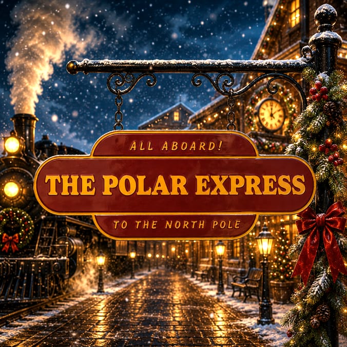 The Polar Express Hanging Sign
