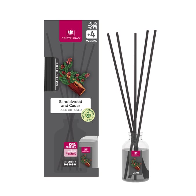 Cristalinas Reed Diffuser 25ml - Sandalwood & Cedar
