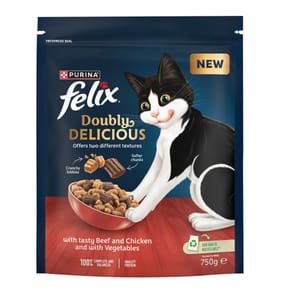 Felix Doubly Delicious Beef Dry Cat Food 750g - Chicken & Vegetables