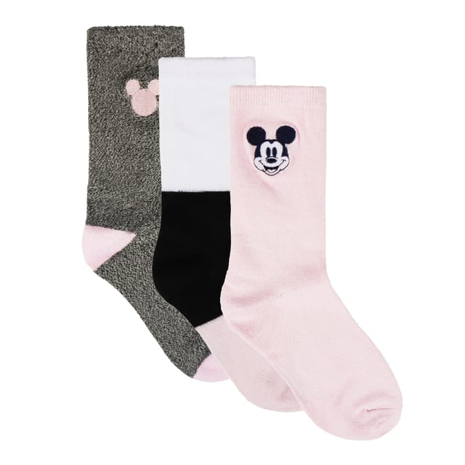 Disney Mickey Mouse Boot Crew Socks 3 Pack - Size 4-10