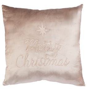 Winter Luxe Merry Christmas Velvet Cushion - Cream