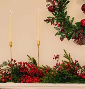 Winter Charm Gold Tapered Candle Holder