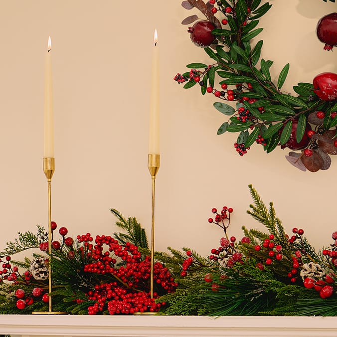 Winter Charm Gold Tapered Candle Holder