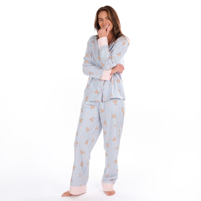 Originals Ladies Blue Stripe Bear Pyjamas