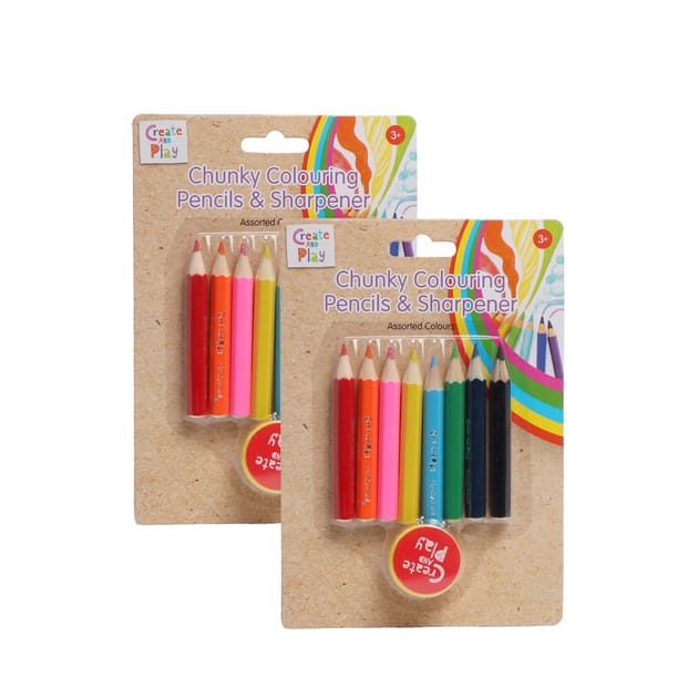 Create And Play Chunky Colouring Pencils & Sharpener | Home Bargains