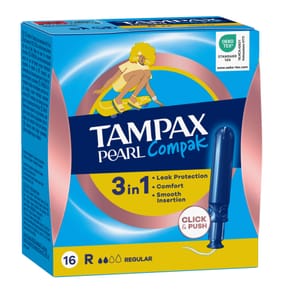 Tampax Pearl Compak Regular Tampons With Applicator 16 Pack