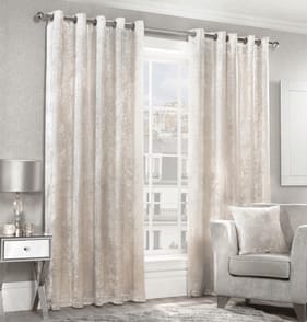 Alan Symonds Velour Fully Lined Curtains - Cream 66"x90"