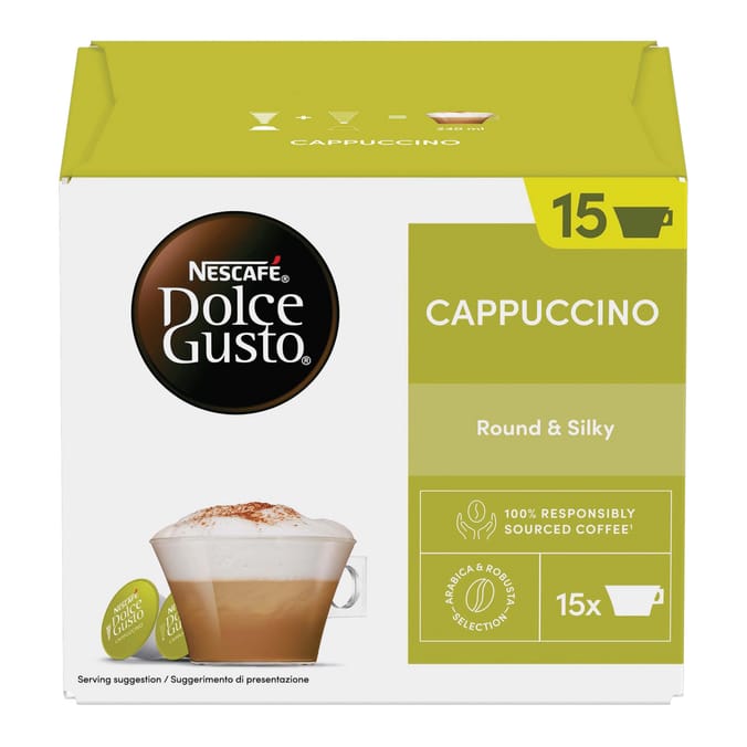 Nescafe Dolce Gusto Coffee Pods 17g x15 + 6.3g x15 - Cappuccino
