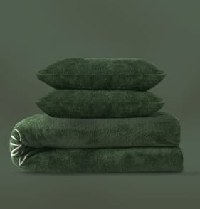 The Winter Warmer Collection Double Quote Teddy Duvet Set - Green