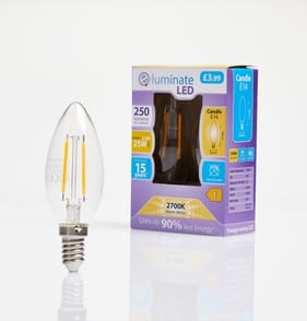 E-Luminate LED Candle E14 Warm White Light Bulb 2 Pack - 250 Lumens