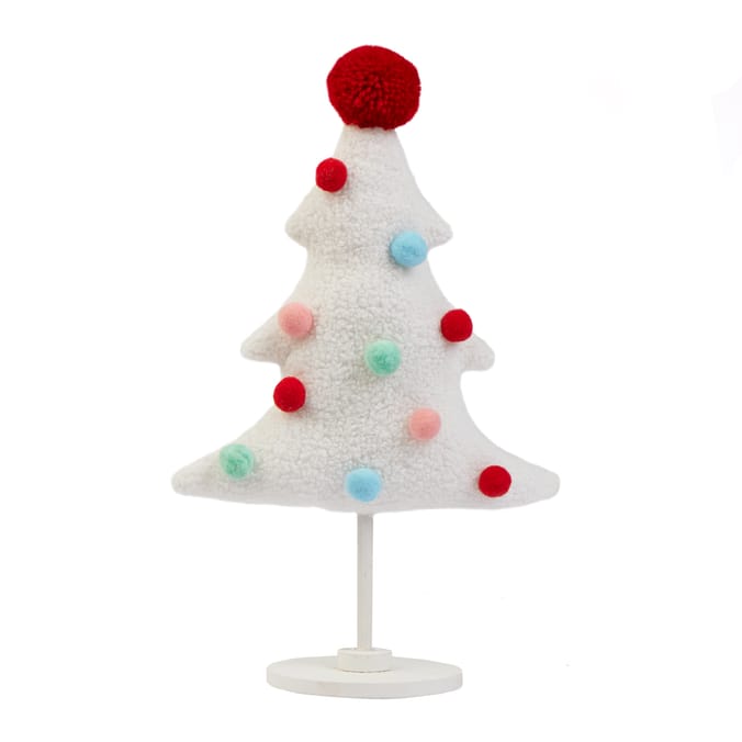 Joyful Pom Pom Christmas Tree - White