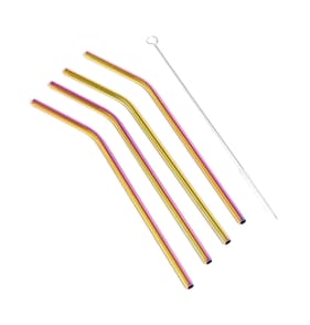 Eco Friendly Reusable Drinking Straws 4 Pack x4 - Iridescent