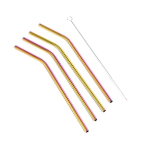 Eco Friendly Reusable Drinking Straws 4 Pack - Iridescent
