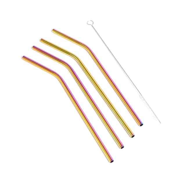 Eco Friendly Reusable Drinking Straws 4 Pack x4 Iridescent Home