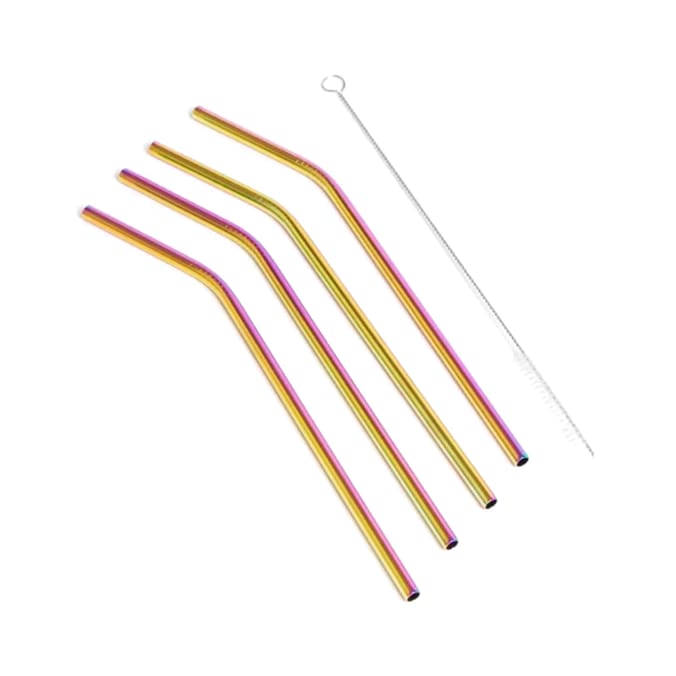 Eco Friendly Reusable Drinking Straws 4 Pack - Iridescent