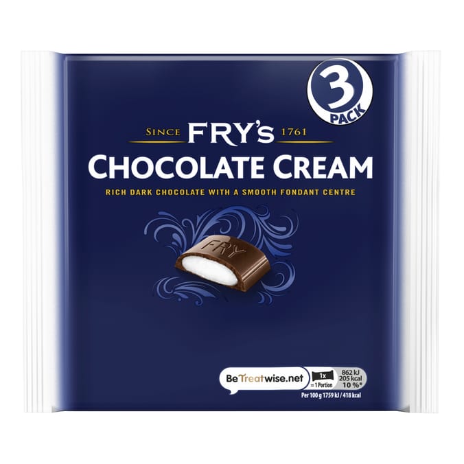 Fry's Chocolate Cream Chocolate Bar 3 Pack Multipack 147g
