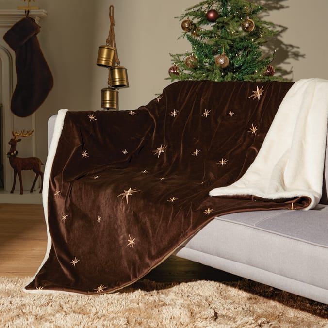 Winter Luxe Embroidered Star Throw