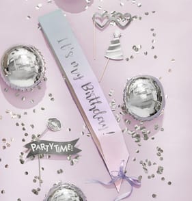 Let's Party Silver Foil Birthday Sash