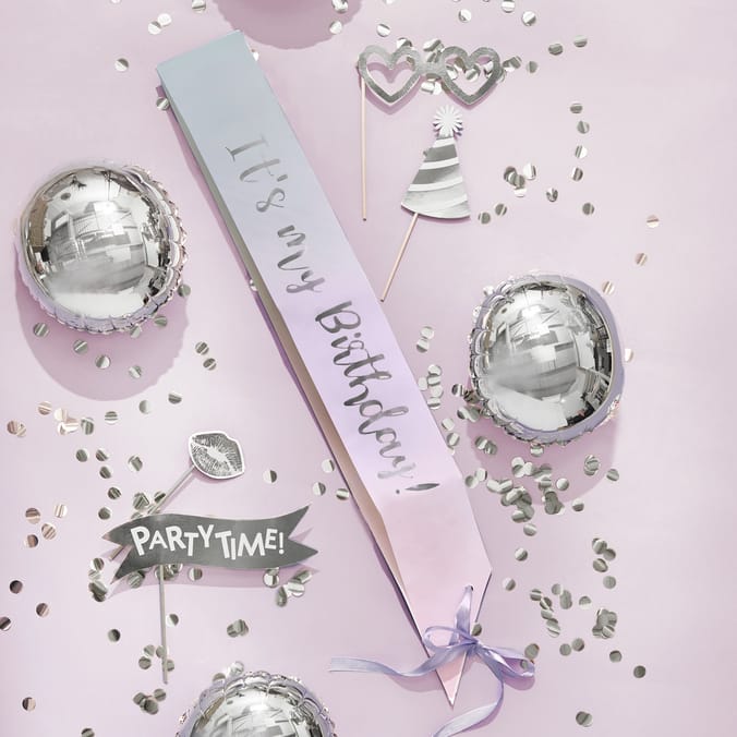 Let's Party Silver Foil Birthday Sash