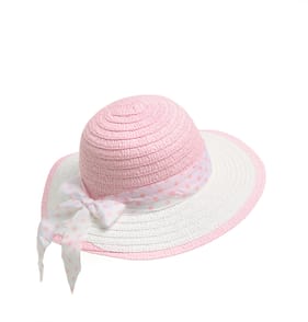 Hoppy Easter Easter Bonnet With Ribbon - Pink/White