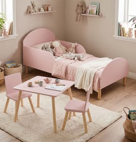 Liberty House Toys Toddler Bed and Table and Two Chairs Set - Pink