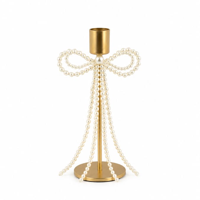 Winter's Tale Bow Christmas Candle Holder