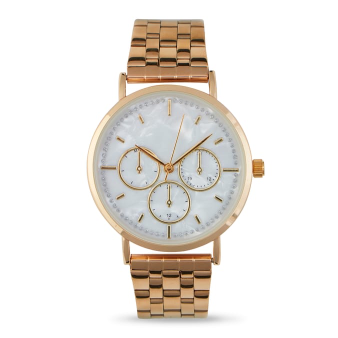 A La Mode Diamante Rose Gold Ladies Watch