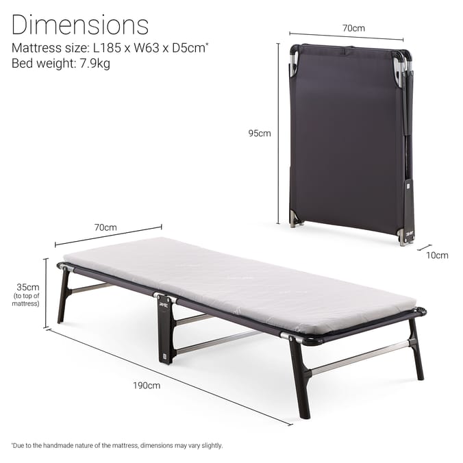 Jay-Be CE70 Compact Folding Bed with e-Fibre Mattress - Single 