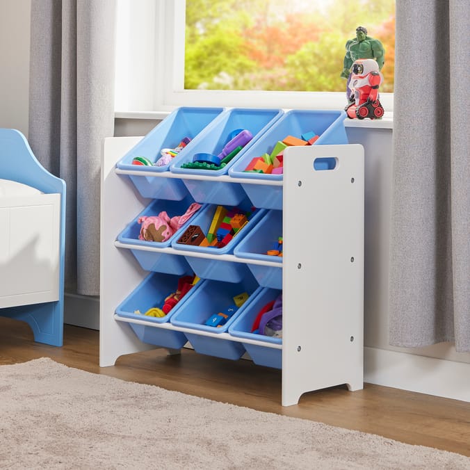 Liberty House Toys Kids 9 Bin Storage unit - White & Blue