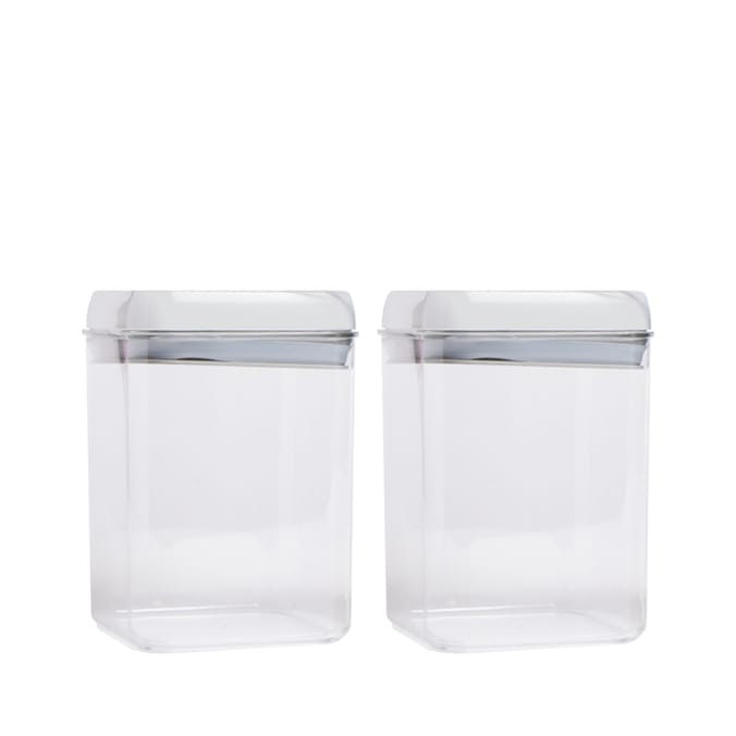 Kitchen Solutions 2 Square Lock Storage Containers 1.7l - White