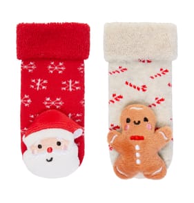 Originals Santa & Gingerbread Baby Rattle Socks - 12-24 Months