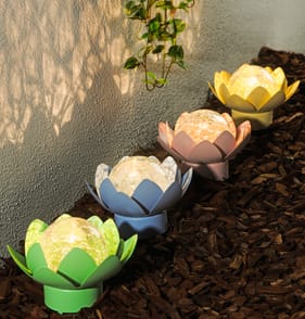 Firefly Metal Lotus Crackle Ball Solar Light