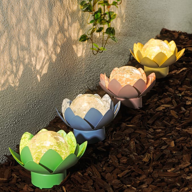 Firefly Metal Lotus Crackle Ball Solar Light